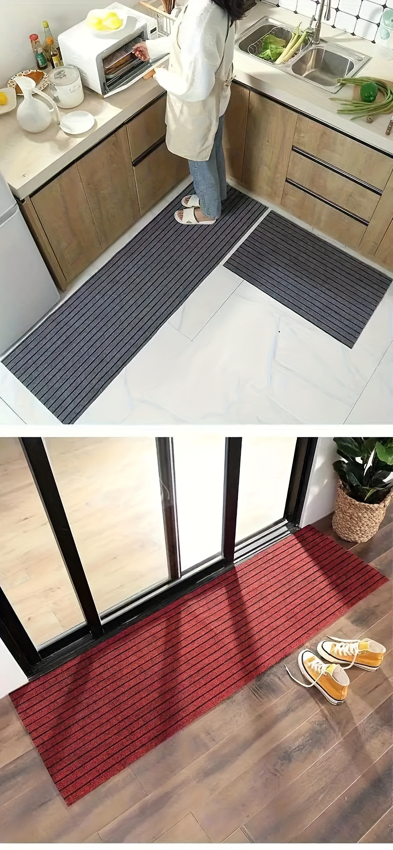   household carpet 55   55 130 55 150 70 150 gray   color dust proof anti slip   and oil proof kitchen entrance door bedroom   universal floor mat   cut details 1