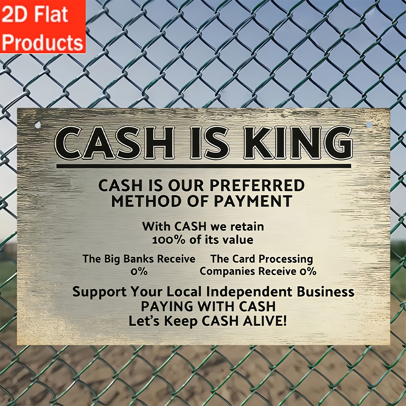 TEMU 2d Flat Cash Is King Rectangle Wooden Hanging Sign, Vintage Brushed Metal Texture Notice Wood Plaque, Local Small Door Wall Hanging Decor Gift