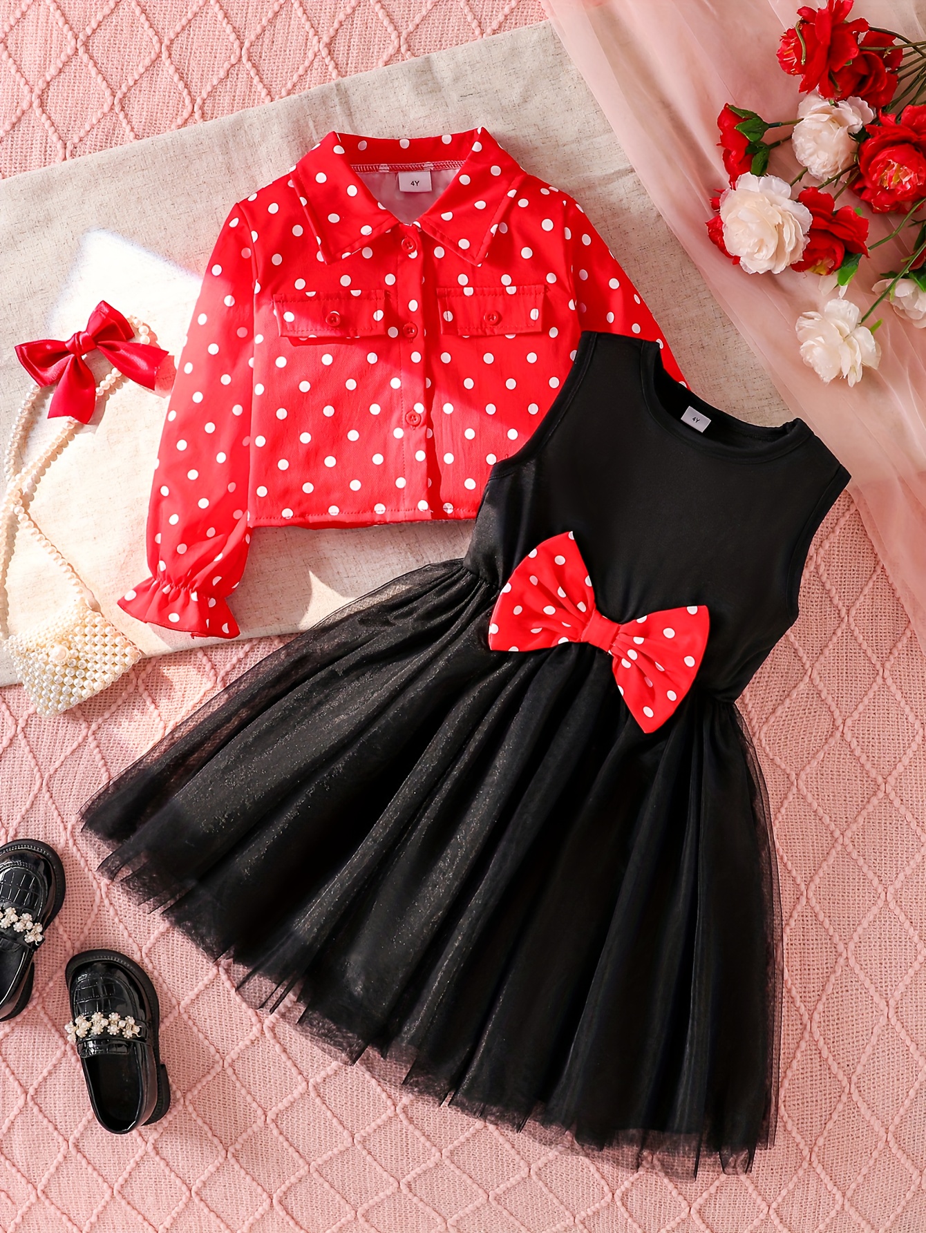 autumn set red polka dot sleeveless black - Temu Oman