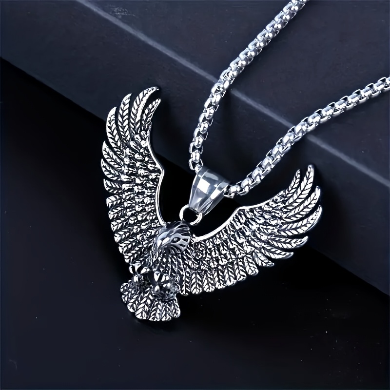 TEMU Un collier à pendentif aigle hip-hop rétro stylé, parfait pour qui le portent décontracté