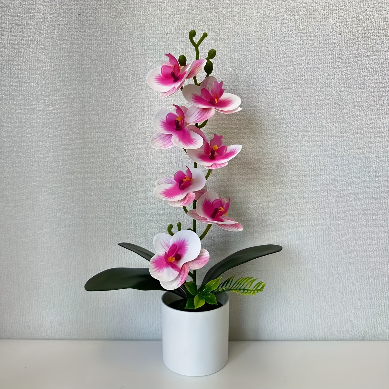 A Potted Phalaenopsis Orchid, 7 Spring And Summer Simulation Orchid Potted Plants, Suitable For Festival Decoration, Home Wedding Photography Props, No Battery Required