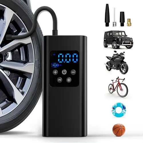 portable tire inflator air compressor air pump with digital pressure gauge 150 psi air pump with for car motorcycle electric bike and bicycle wired