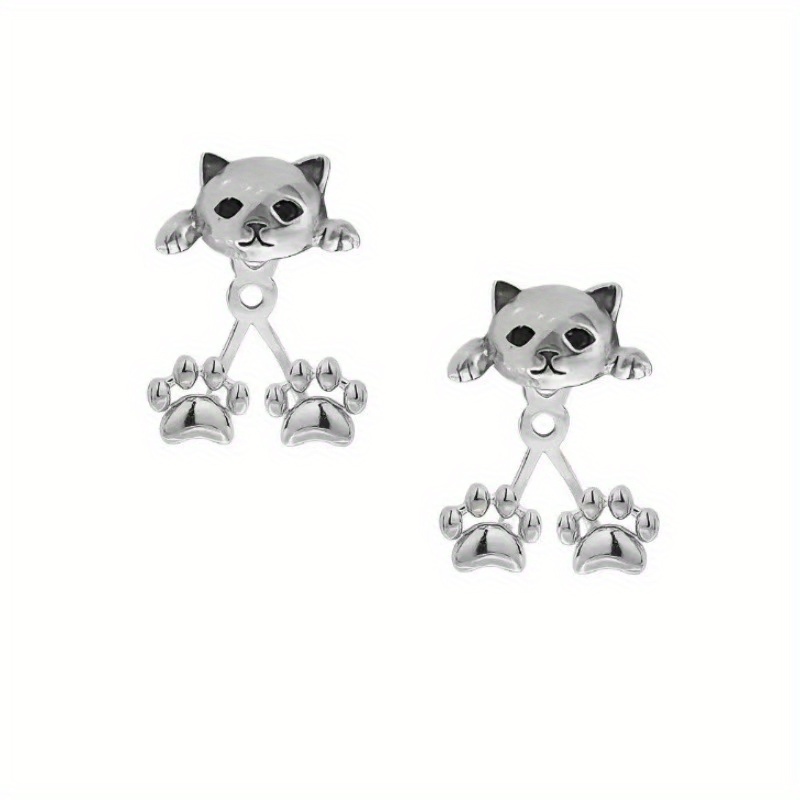 TEMU Un par de aretes unisex de lujo con diseño de gato, elegantes y con estilo, de moda europea y americana