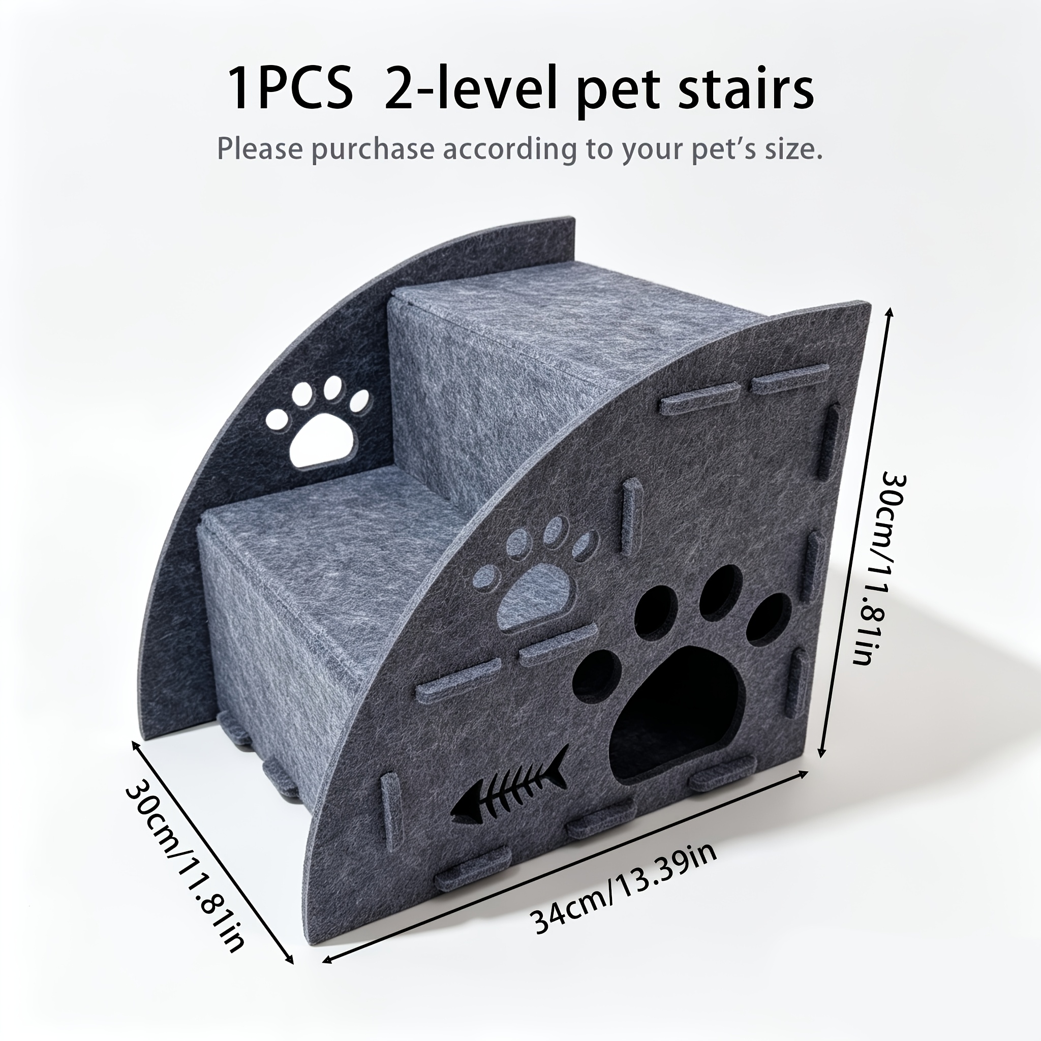 TEMU Rampa per scale per animali domestici in multifunzionale 3 in 1, per antiscivolo con delicata, gi羅 su e letto, 3 dimensioni disponibili