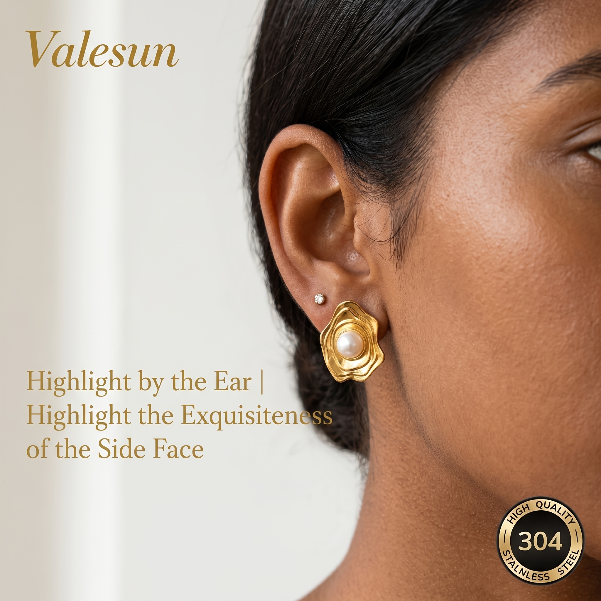 Women's 18K Gold Plated Hypoallergenic Stainless Steel Earrings, Versatile Gift