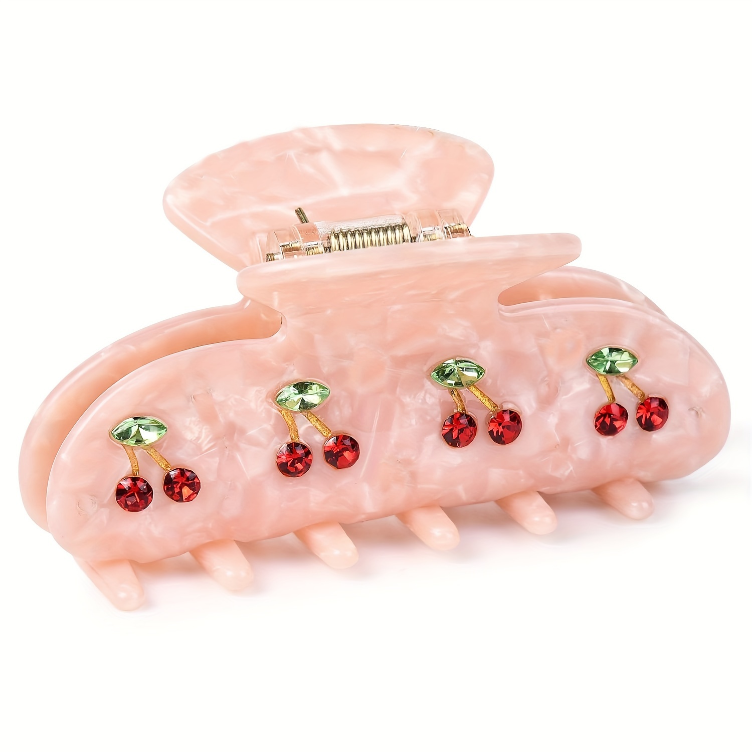 

Retro Sparkling Rhinestone Cherry Decorative Hair Claw Clip Large Non Slip Hair Grab Clip For Women And Daily Use