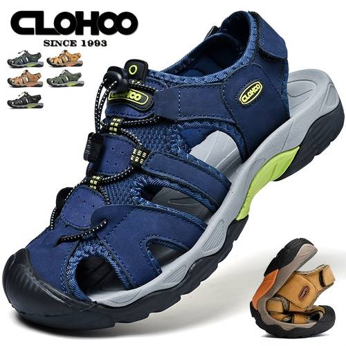 brand genuine genuine leather mens shoes spring summer mens sandals outdoor sports casual mens footwear handmade breathable mens perforated shoes special promotion mens shoes fashionable youth hiking camping footwear