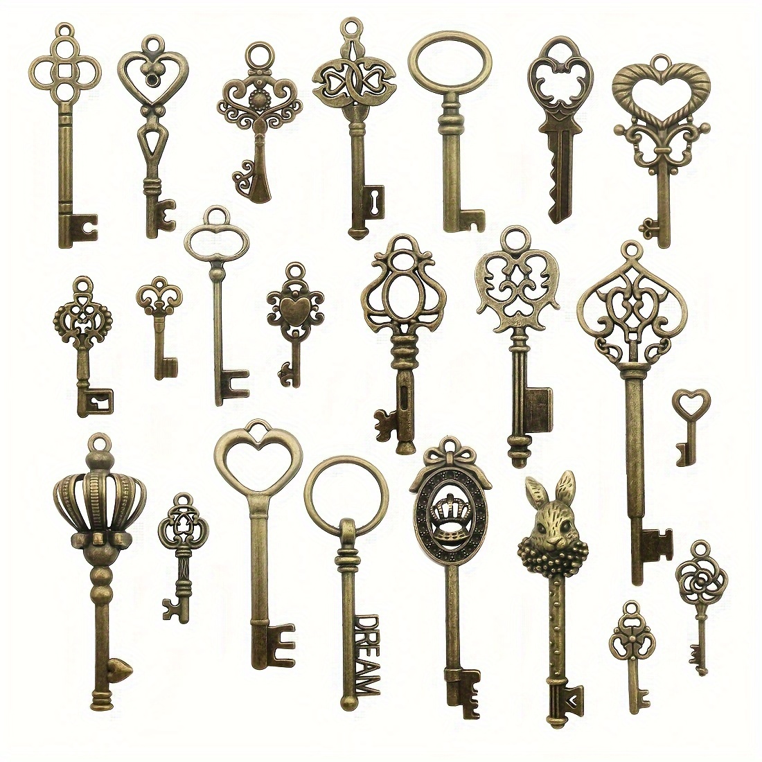

46pcs Mix Vintage Skeleton Keys Pendants, Filigree Steampunk Keys Antique Bronze Keys Charms Pendants, Jewelry Findings Making Accessory For Diy Necklace Bracelet