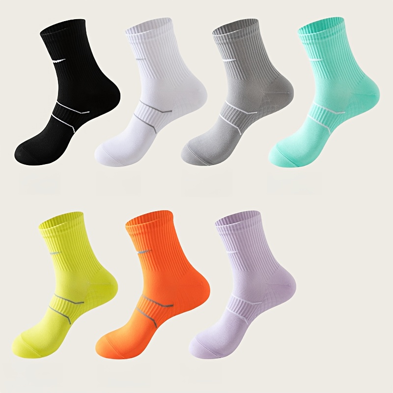 TEMU 7 Pairs Of Women's Socks Running Socks Basketball Socks Tennis Socks Sports Socks & Mid-tube Socks