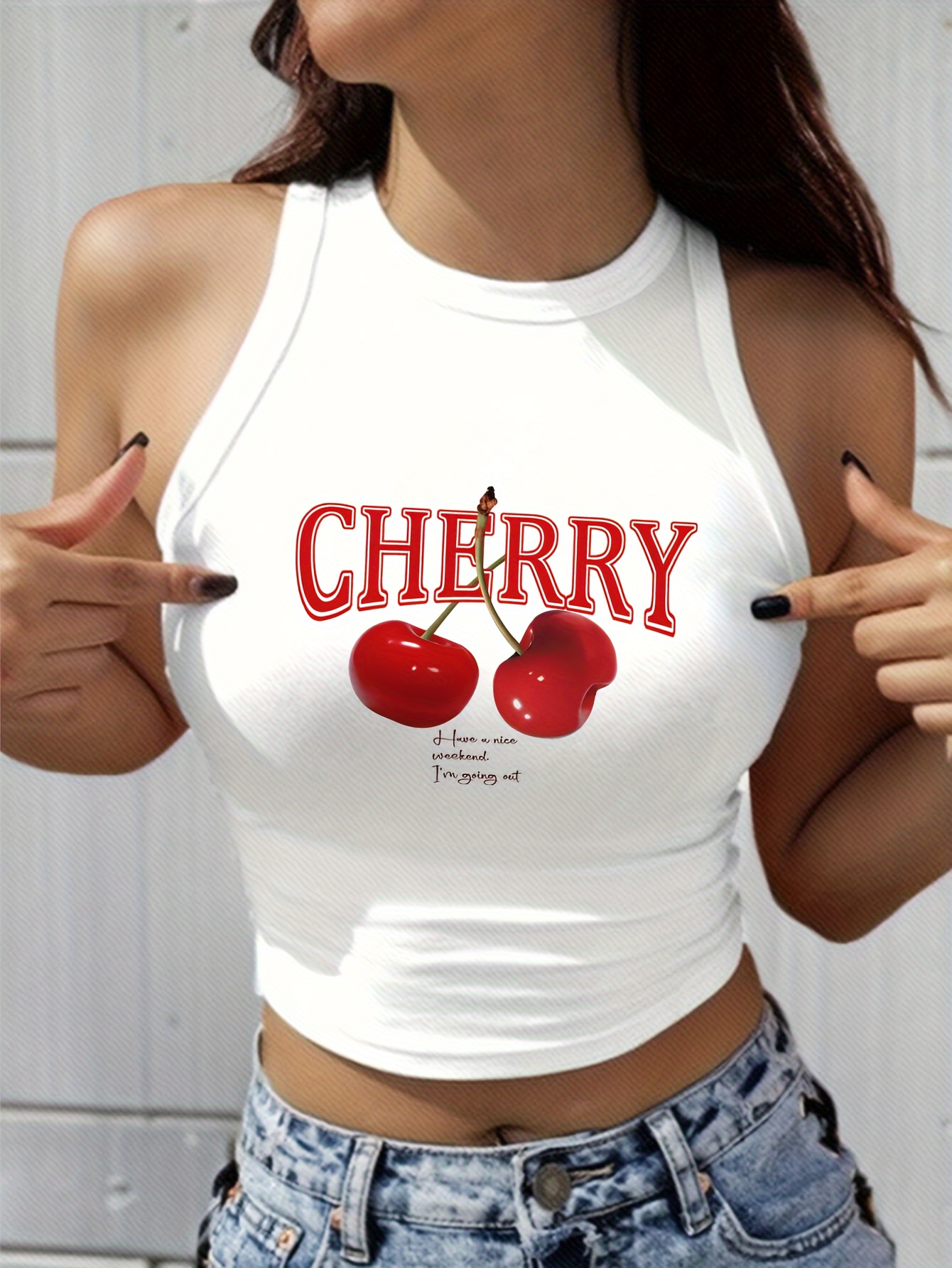 トップス CFIERCE Bear cherry print tank top Wild Cherry Tank Top - Etsy