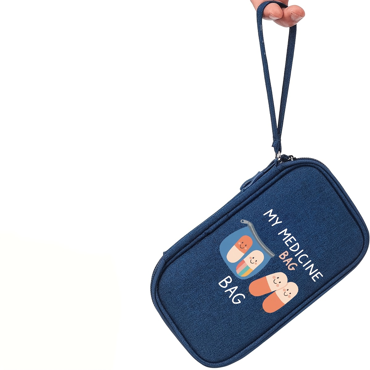 TEMU Borsa per medicinali "MIA BORSINA DELLE PILLOLE" con stampa di capsule e cerniera, borsa da viaggio vuota per medicinali, borsa portaoggetti