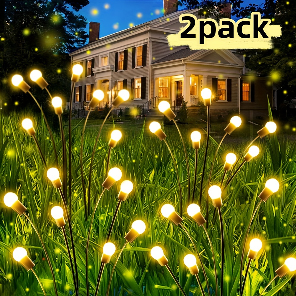 

2pack 20led Solar Lights Outdoor - , Solar Firefly Lights, By Wind, Solar Fairy Lights Outdoor Waterproof For Patio Garden Pathway Decoration (warm White)