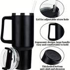 1pc 40oz straw tumbler reusable vacuum tumbler with straw insulated double wall stainless steel cup handle and vacuum flask handy cup teacher appreciation gifts