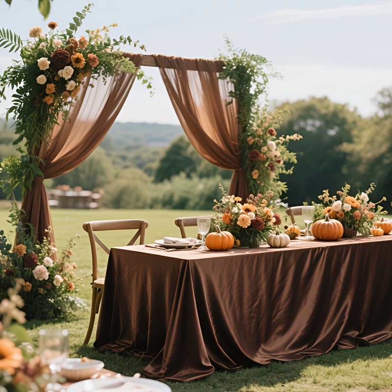 TEMU Luxurious Satin Tablecloths, Rectangular Polyester Table Covers, Solid Color, Machine, Ideal For Christmas, Parties, Banquets, And Weddings
