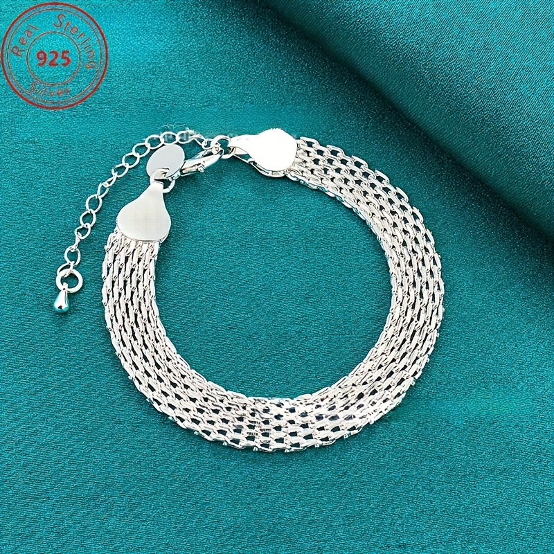 10mm S925 Sterling Silvery Braided Bracelet