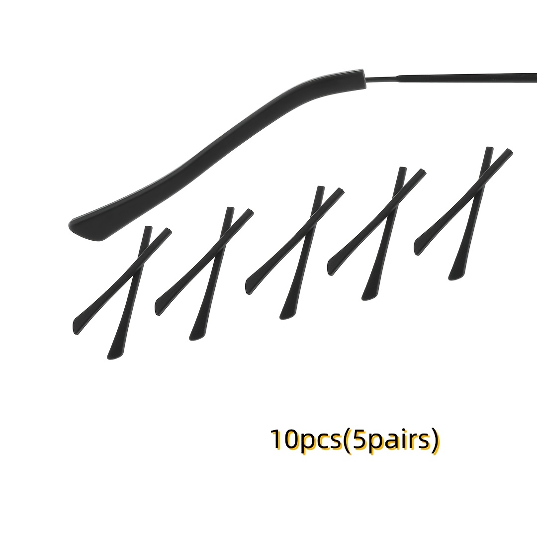 TEMU 10pcs (5 Pairs) Eyeglass Temple Tips, Eyewear Temple Sleeves, Eyeglass Tips, Ear Hook Covers, Tubular Set, Eyeglass Temple Sleeves, Soft