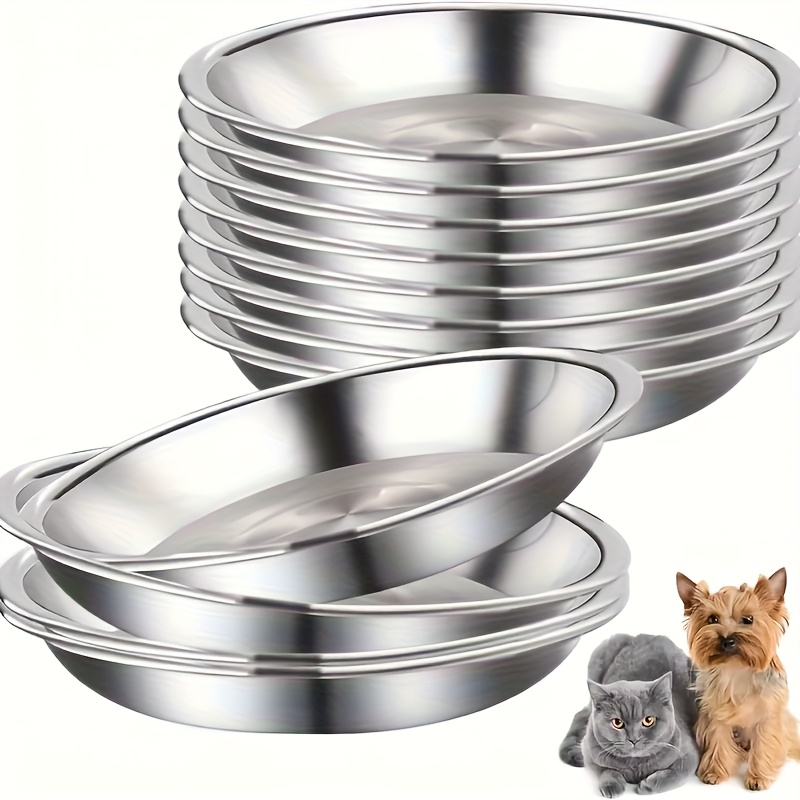 3pcs 7pcs set stainless steel cat bowls anti slip pet tableware wide and lightweight design suitable for   easy to clean suitable for cats and dogs large diameter pet food and water bowls   washed in the dishwasher Product details 3