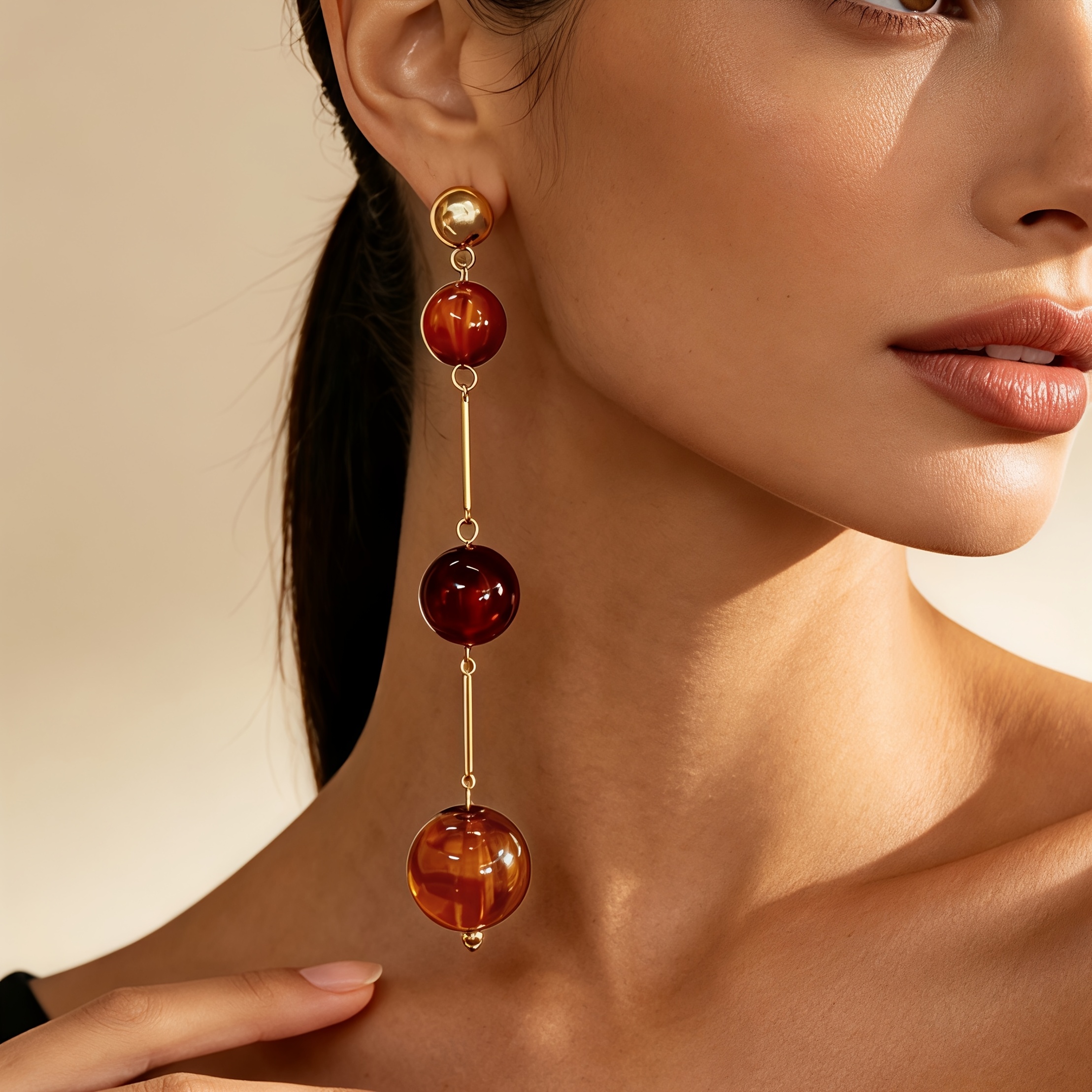 TEMU Une paire de boucles d'oreilles pendantes tendance pour femme, longues boucles d'oreilles fantaisie à perles avec perles rondes de taille