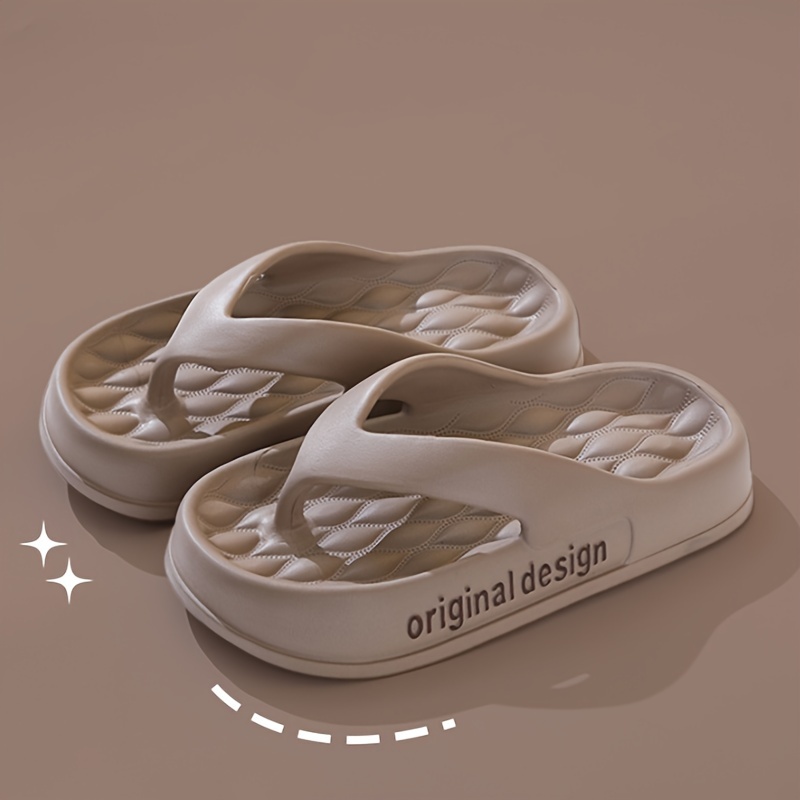 Image of Casual Solid Color Women's Flip-flops, Soft And Comfortable Flat Sandals Made Of Eva, Shock-absorbing And Easy On The Feet., Women Shoes