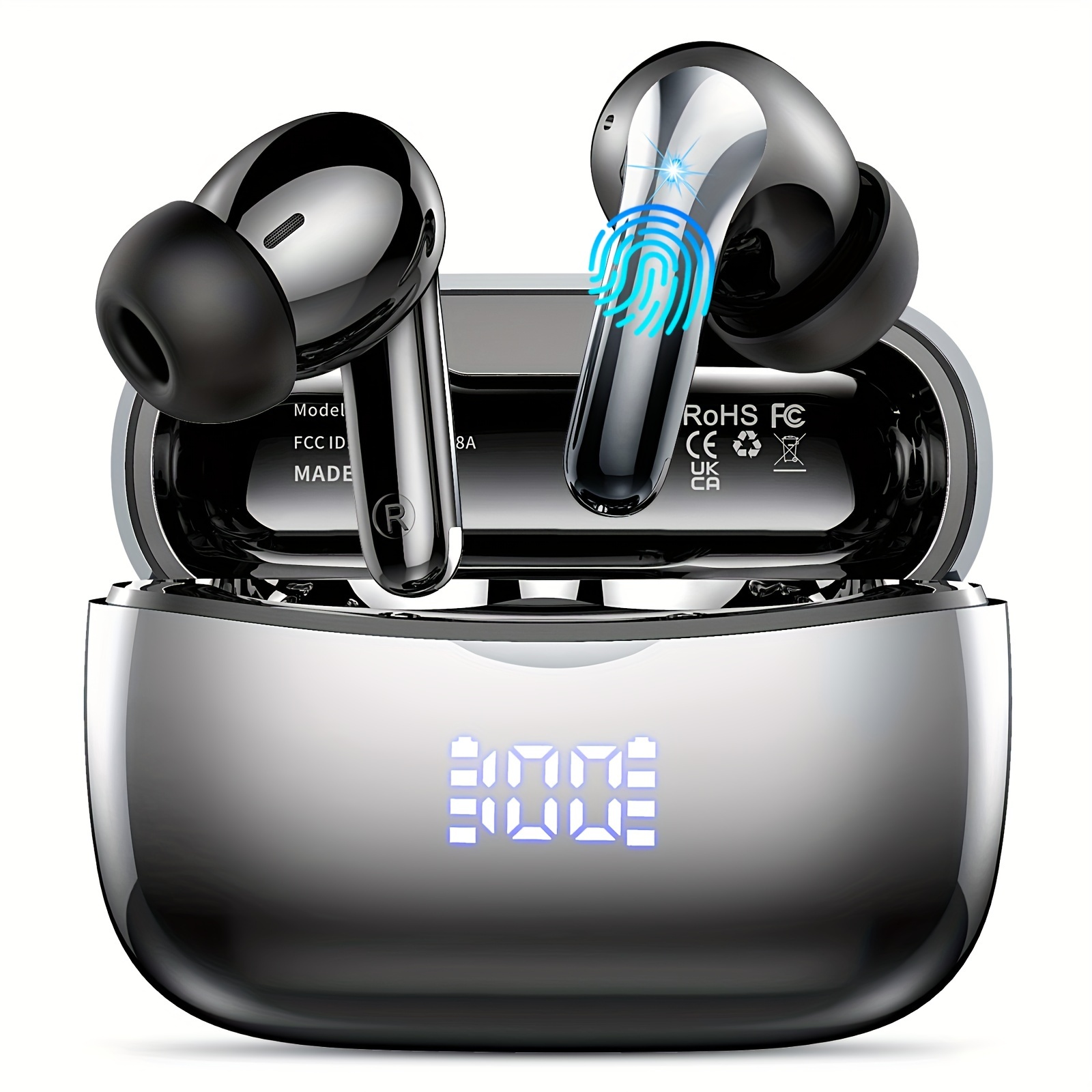 

Silver Wireless Earbuds, 5.3 Headphones With 4 Enc Noise Cancelling Mics, Hifi Stereo Deep Bass, 50h Playtime, Usb-c Charging, Perfect For Sports, Work, And Leisure