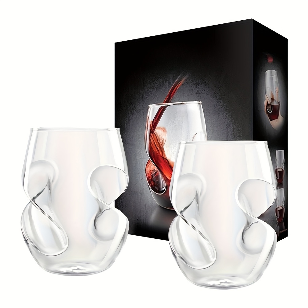 TEMU 2pcs New 16oz Borosilicate Glasses, Elegant Curved Glassware, Wine Glasses Suitable For Parties, Weddings, , Picnics, Iced Coffee, Mojitos, Juice, Whiskey, Gift For