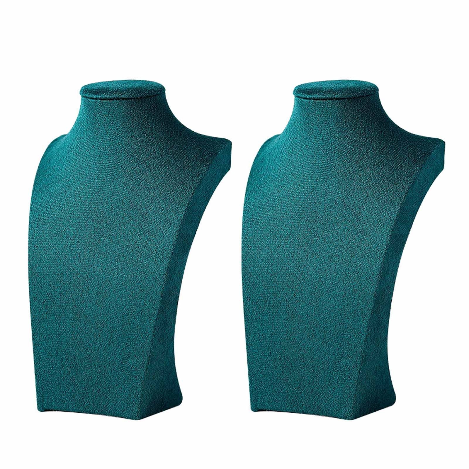 TEMU 2pcs Velvet Necklace Display Stands, Jewelry Bust Showcase Holders For Pendants Necklaces, Retail Counter Display Towers, Elegant Organizer For