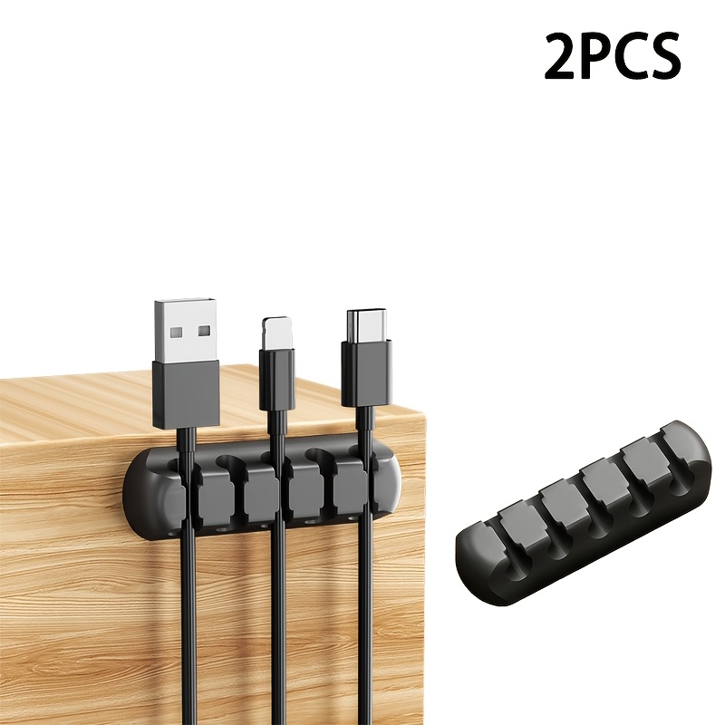 TEMU 3, 5, 2pcs Silicone New Cable Organizer Boxes Cable Management Tidy, Usb Cable Fixer Wire Self-adhesive Cable Clip, Suitable For Desk, Car, Home