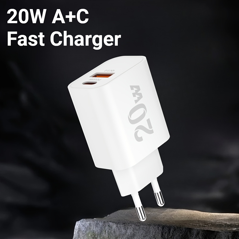 20w/qc18w Super Fast Charger, Type C Fast Charging Wall Block - For Iphone Series, S24/s23, Ipad Tablet Dual Port Power Adapter Plug