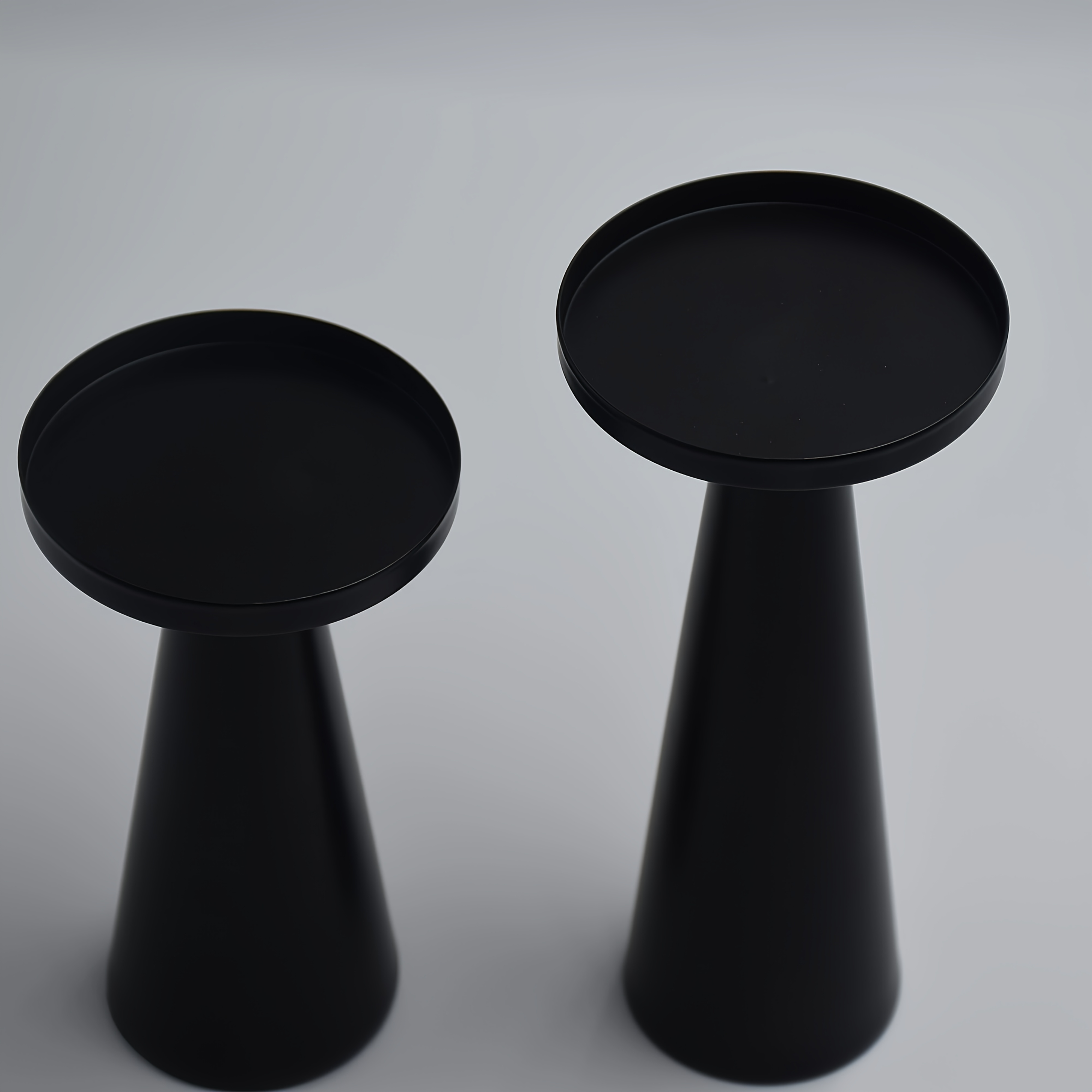 A Set Of 2pcs Black Paint Tapered Base Candlestick Set Candlestick Small Ornaments Candlestick Suit