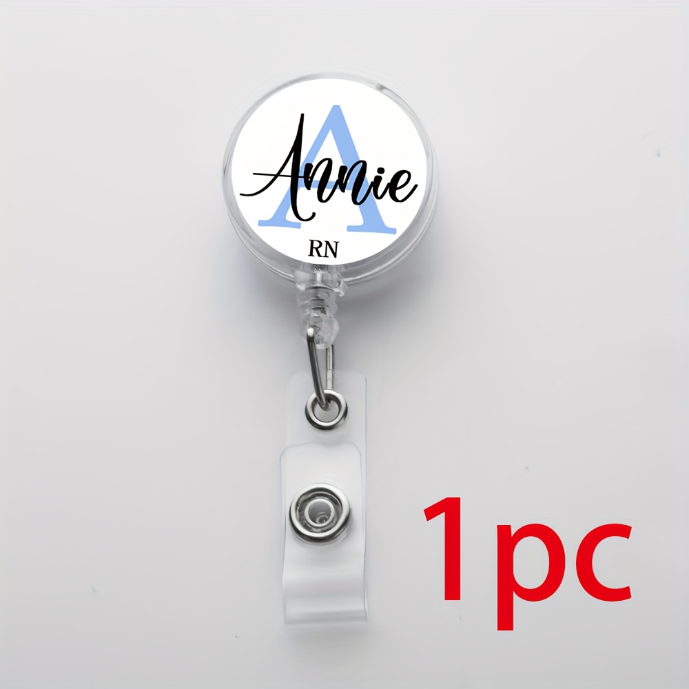 TEMU Ensemble de Porte-Badge Personnalisé en Acrylique 2D Plat, Clip de Clé - 1/3 pièces - Porte-Badge Télescopique pour Infirmières. Clip de Badge