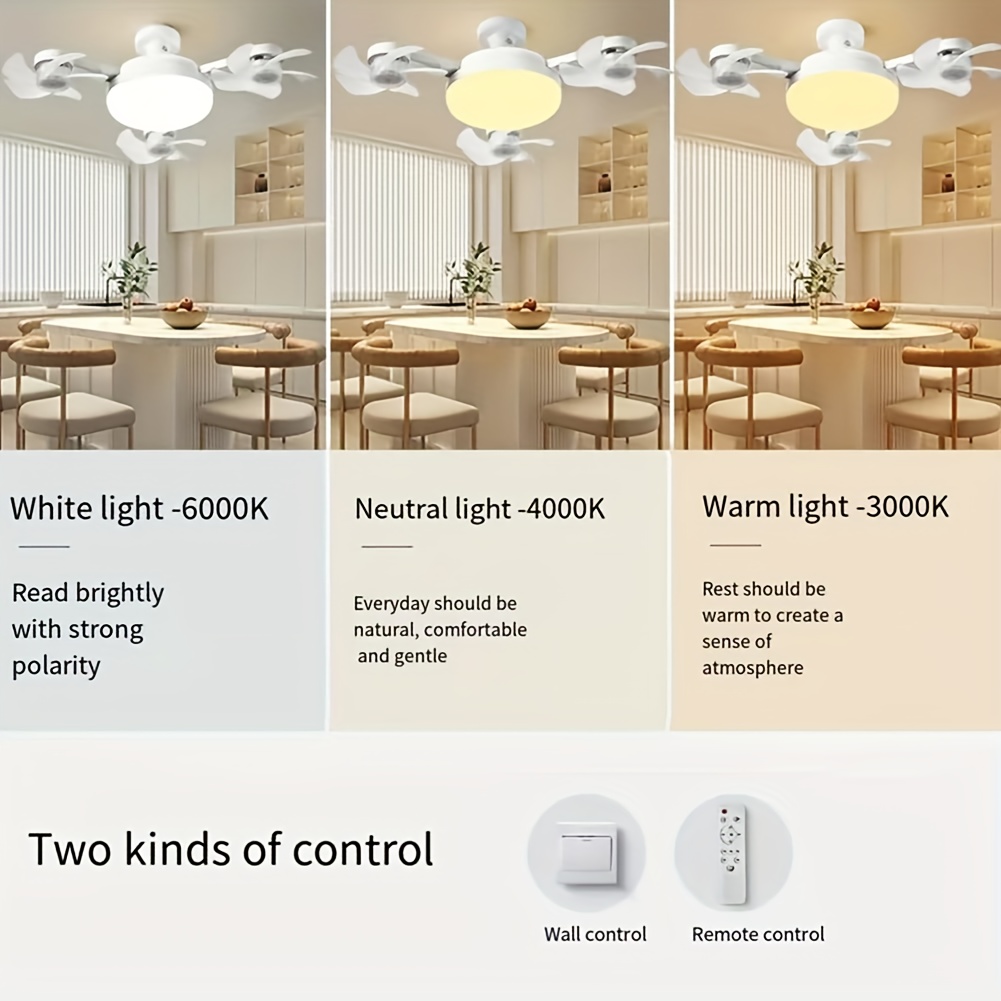 2025 new ceiling fan light with angle adjustment dimming for color temperature three wind and a timing night light mode suitable for living such as family kitchens living rooms bedrooms bars and shops Product details 10