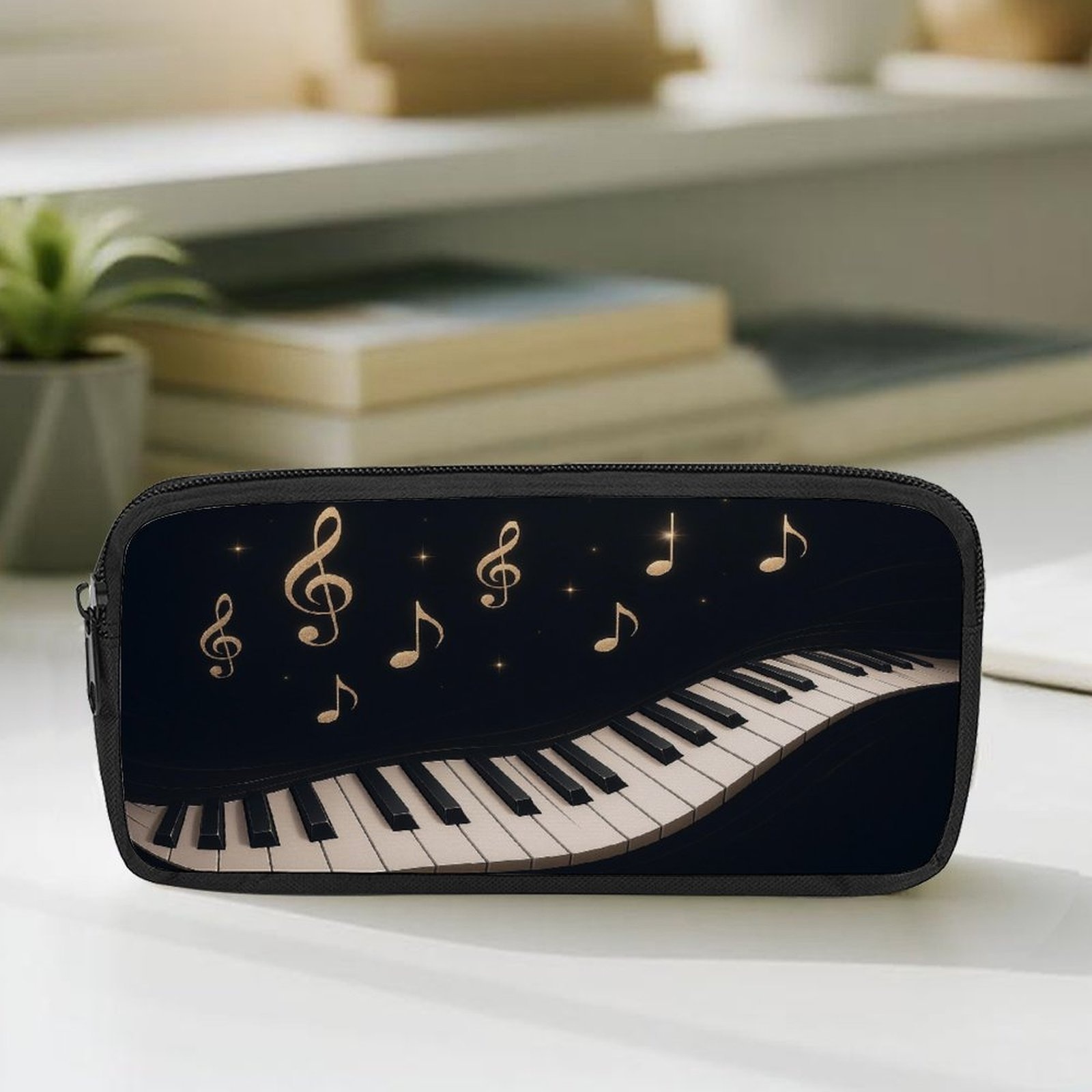 TEMU 【音楽のโนートとピアノをテーマにしたなペンケース】大容量で収納力抜群。高品質の付きで、文房具を収納したり、ギフトにも最適ななペンケースです。