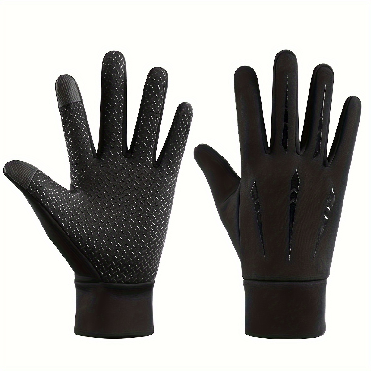 Image of Men's Autumn And Winter Touchscreen Fleece-lined Warm Gloves For Outdoor Sports And Casual Walking