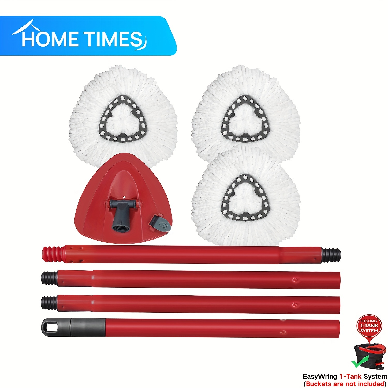 

Home Times Cleaning Accessories Set, 5pcs Accessories Compatible For Easywring 1-,3 New Mop Refills,1 Upgraded Mop Base,1pc 15.5-54.7in Mop Handle Set Combo,christmas Gifts/thanksgiving Gifts