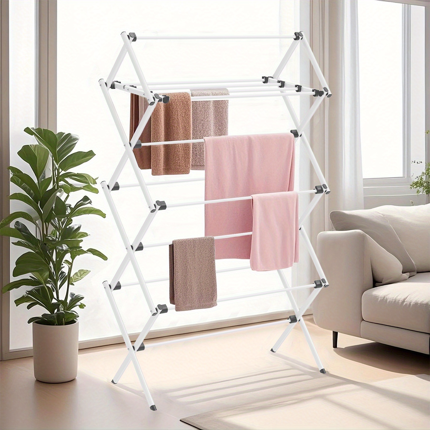 Collapsible Garment Drying Stand, Space- Laundry Rack, Versatile Clothes Horse, Sturdy Steel Construction, Dimensions 37 X 75 X 135.1 Cm, Easy Setup, Suitable For Indoor And Outdoor Use, Drying Racks