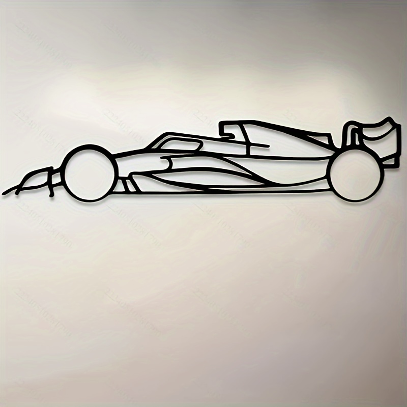 

Modern Metal Wall Art Decor, Formula Racing Car Silhouette Cutout, Contemporary Geometric Themed Hanging For Home And Office Decoration