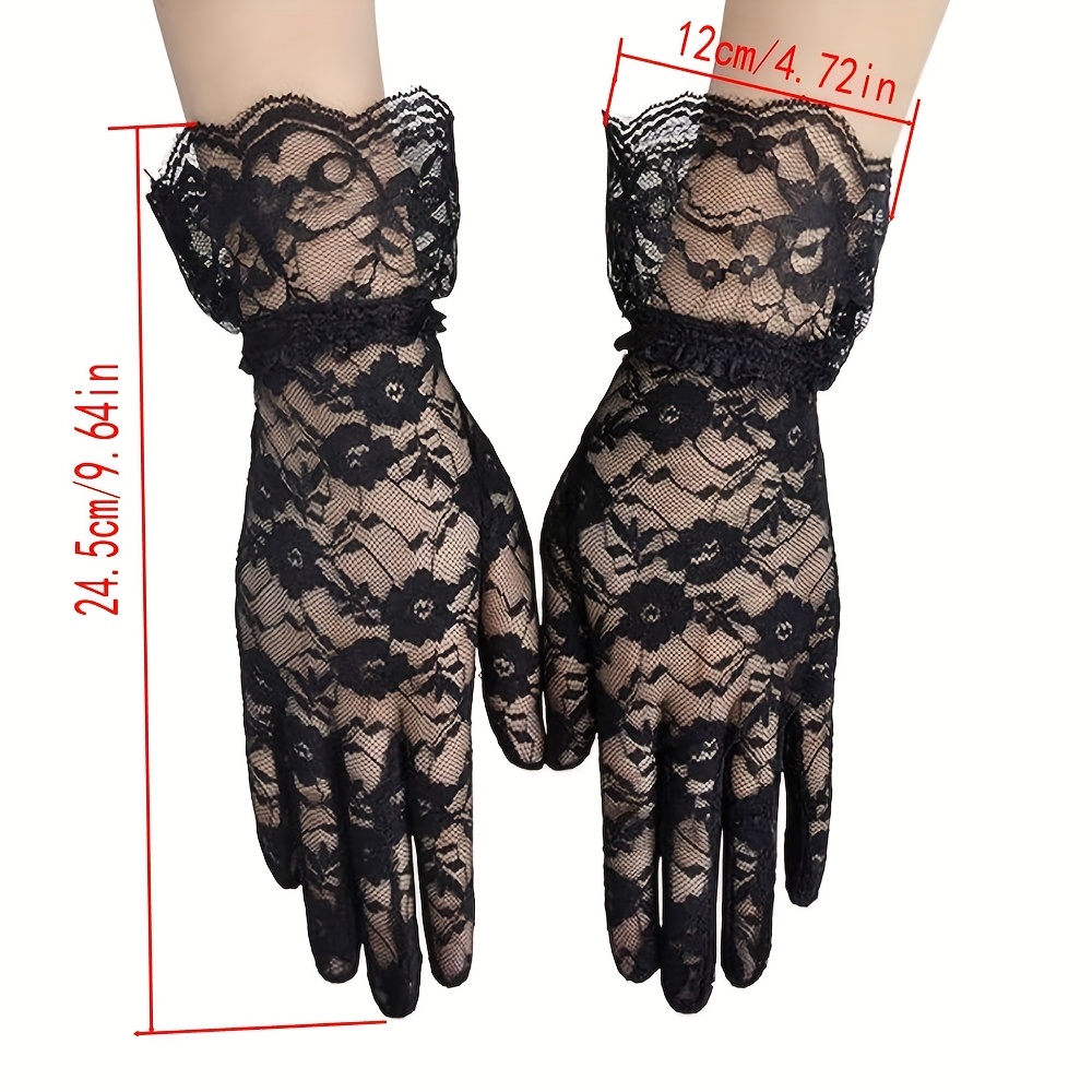A Pair Of Ladies' Lace Short Gloves, Suitable For Parties, Weddings, Operas, And , In Red, White, Black, And Pink, Perfect For A 's Day