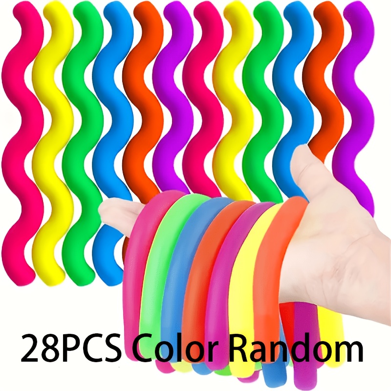 TEMU Multi-piece Party Gift Set, 28pcs Elastic Stress-relief Noodles In Random Macaron Colors, Various Diy, Event & Party Prizes, Office Relax Items,