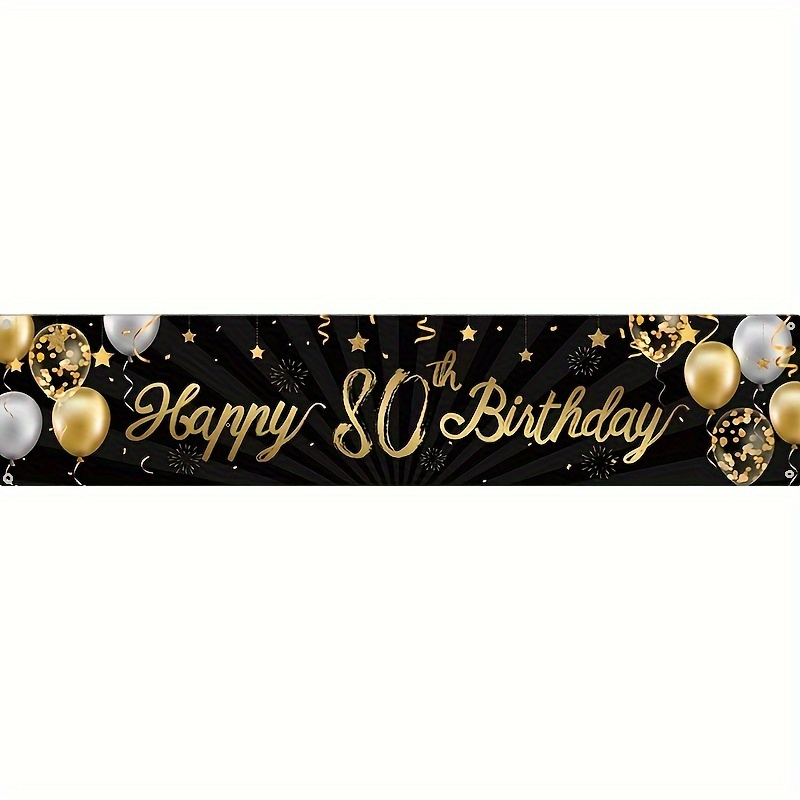 Happy 80th Birthday Banner Sign Golden Glitter 80 Years - Temu Australia