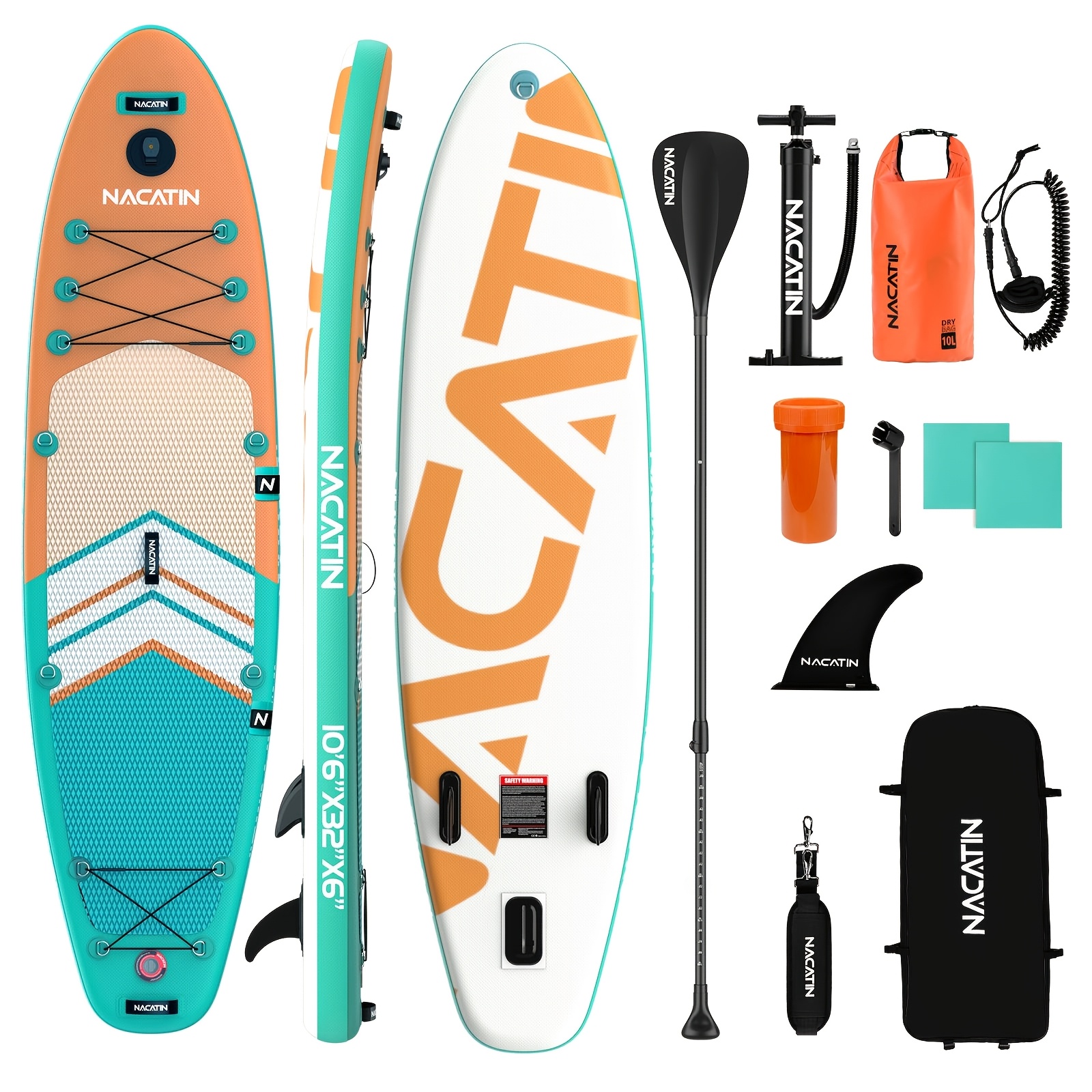 Adult Paddle Board, Inflatable Stand Up Paddle Board, 10'6" Sup Paddle Board, Adjustable Paddle, Inflation Pump, Backpack, Waterproof Bag, Suitable For All Skill Levels