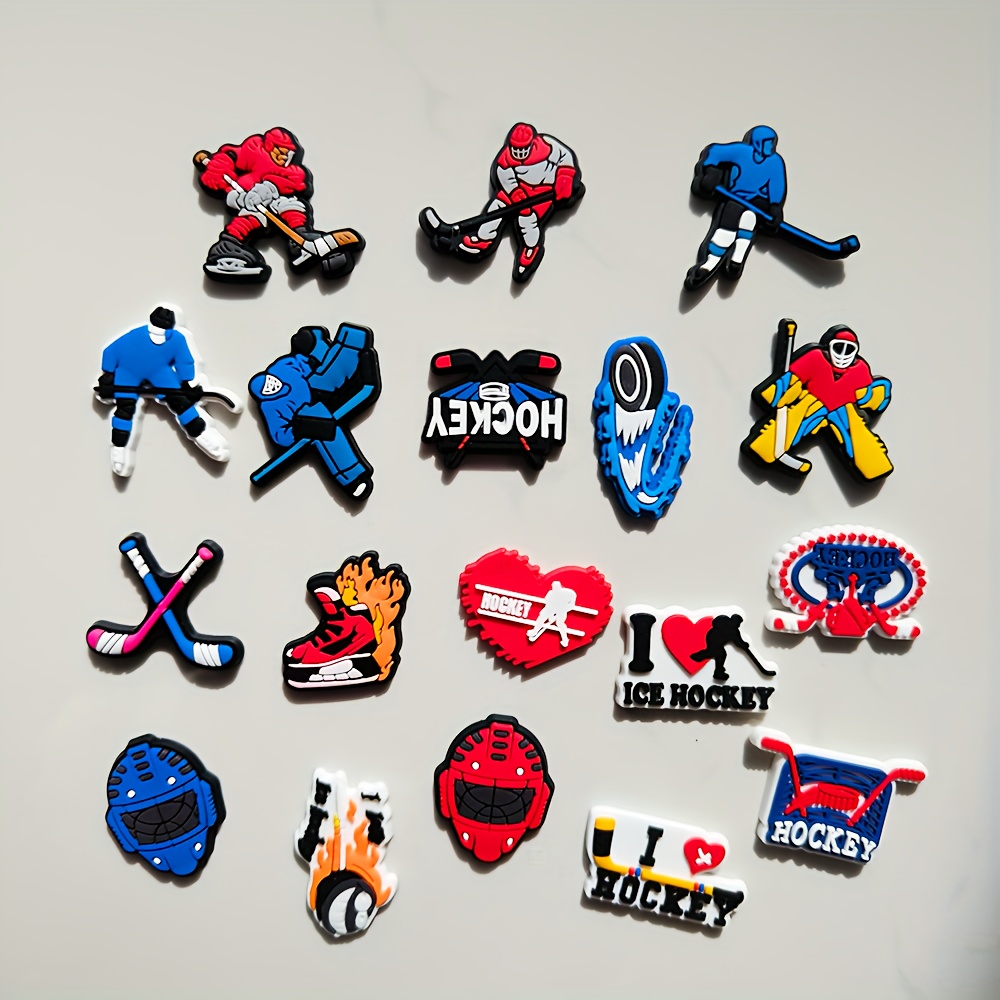 

18pcs Ice Hockey Shoe Charms Set, Pvc Material, Ice Hockey Themed Shoe Accessories, Sports Fan Gift