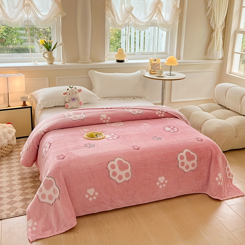 E-shop warme Decke mit Kätzchen-Pfotenabdruck-Muster, Schneeflocken-Handtuch-Umhang/Schulterdecke, kleine Überwurfdecke, Nickerchen-Decke, Bettdecke,