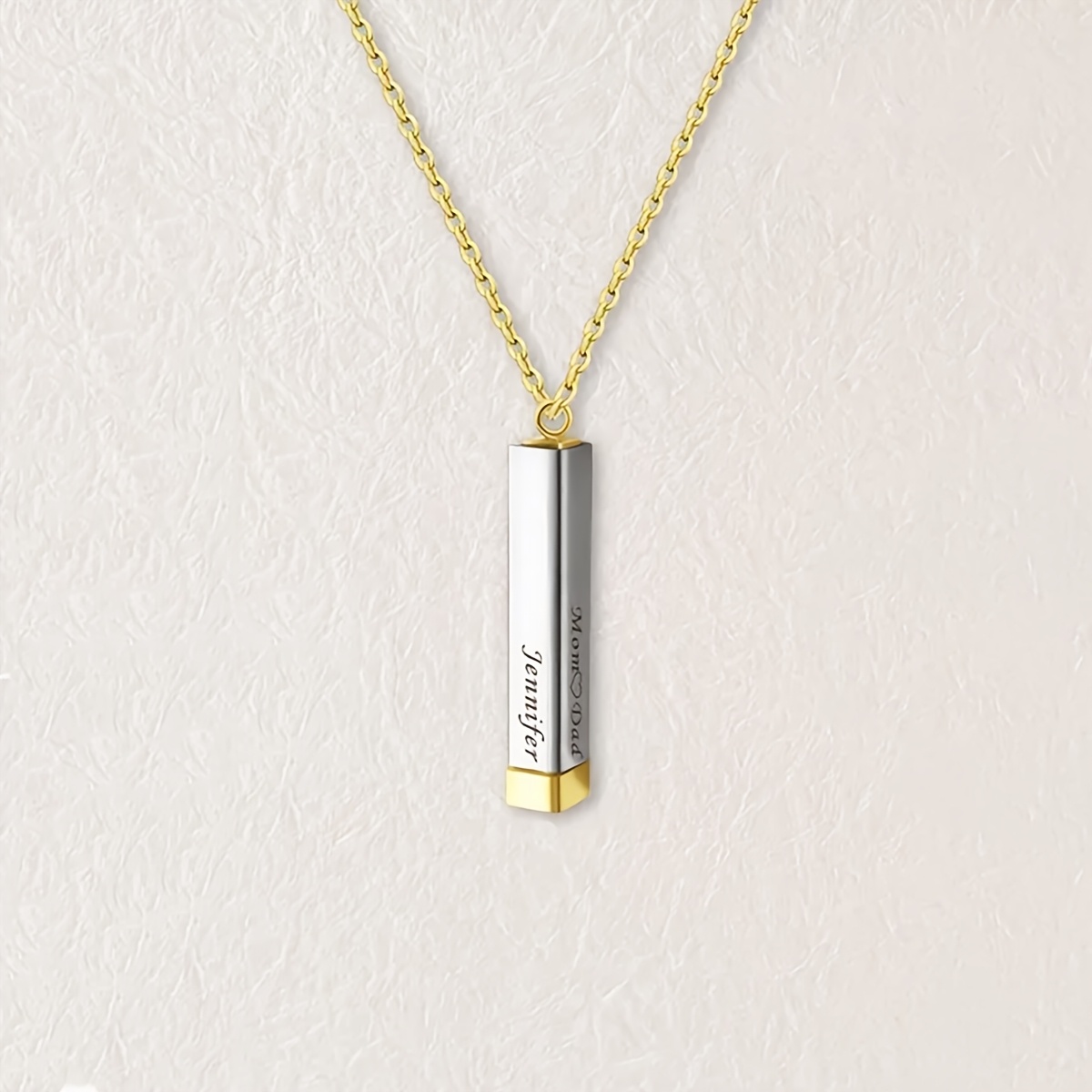 Customizable Square Column Necklace, Engravable Gift