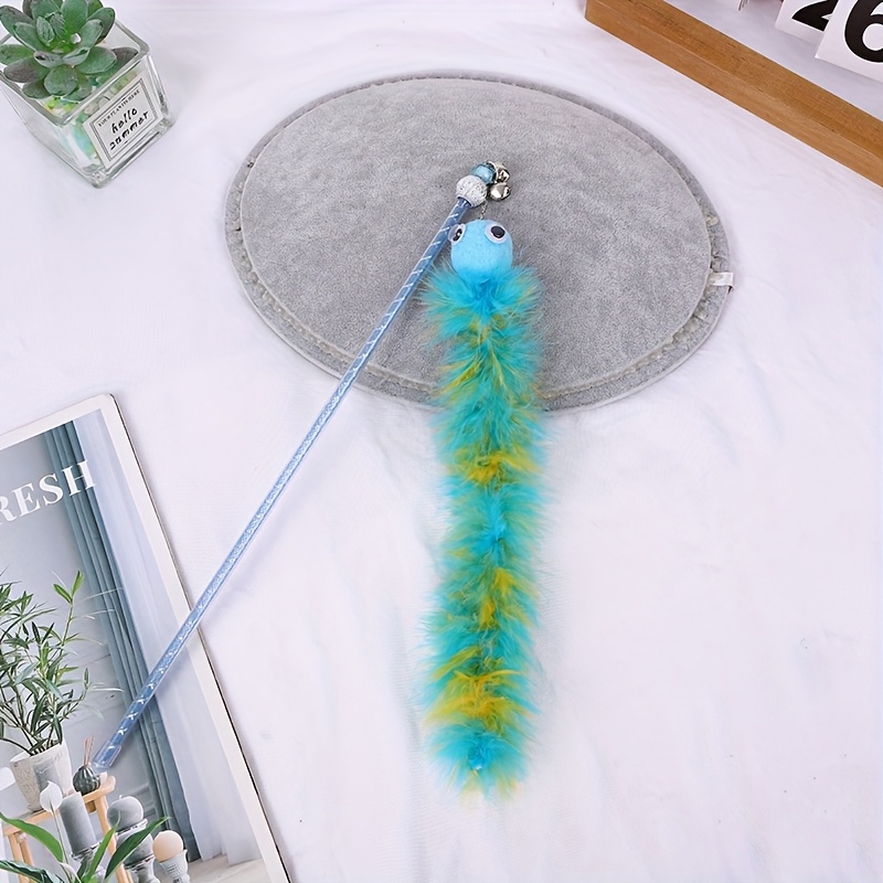 TEMU ベル付きインタブ猫用おもちゃ、かわいいキャタピラースティック、猫との楽しい親密な触れ合い、すべての室内猫ゲームに適しています