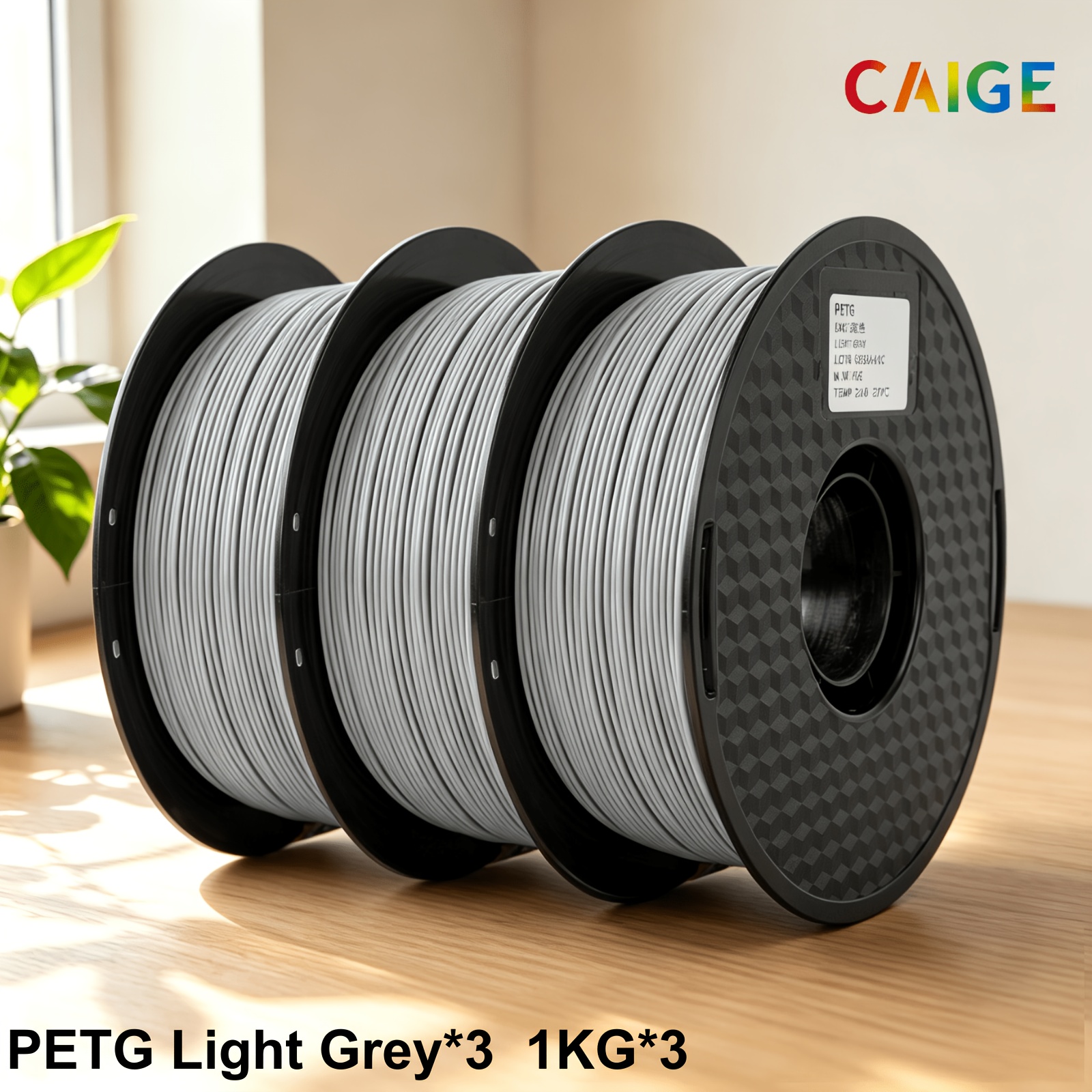 TEMU Premium PETG 3D Filament 1KG 3 Rollen 1.75Mm +/-0.02MM 3D Druck Filament Sauber Umgewickelt Filament Vakuumverpackt Schnelle Lieferung