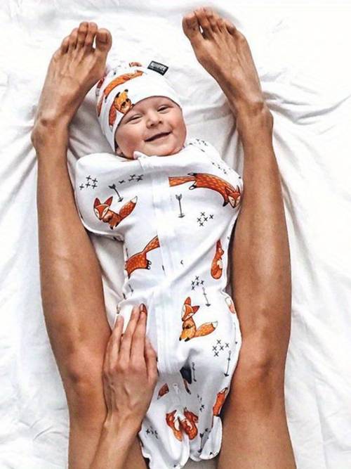 newborn infant baby girls boys sleeping bags cartoon animal print zipper swaddle wrap blanket hat outdoor