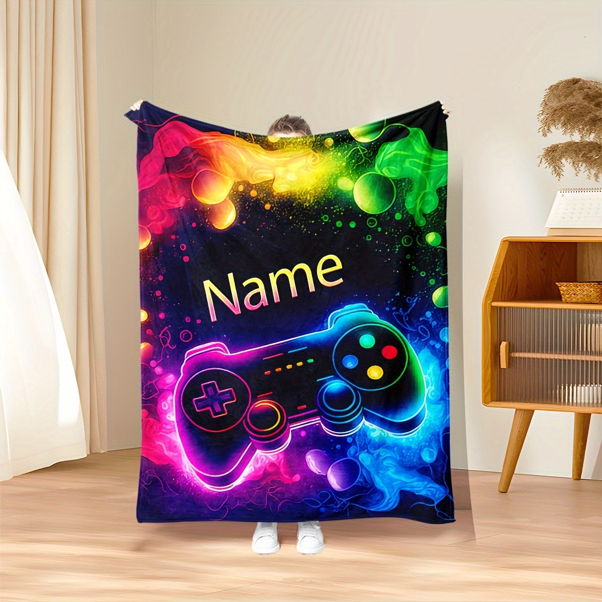 1pc   customizable gaming controller pattern throw blanket lightweight flannel soft warm     versatile for sofa bed travel ideal for christmas new year gift details 0