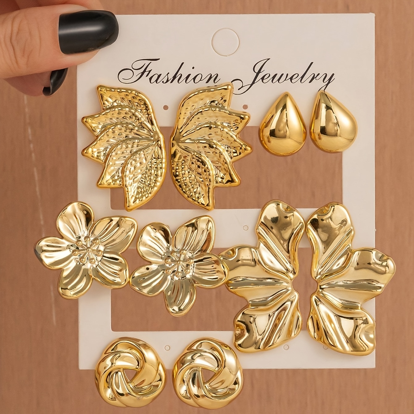 Image of 10pcs Set Of Flower Earrings, Retro Elegant, , Suitable For Women