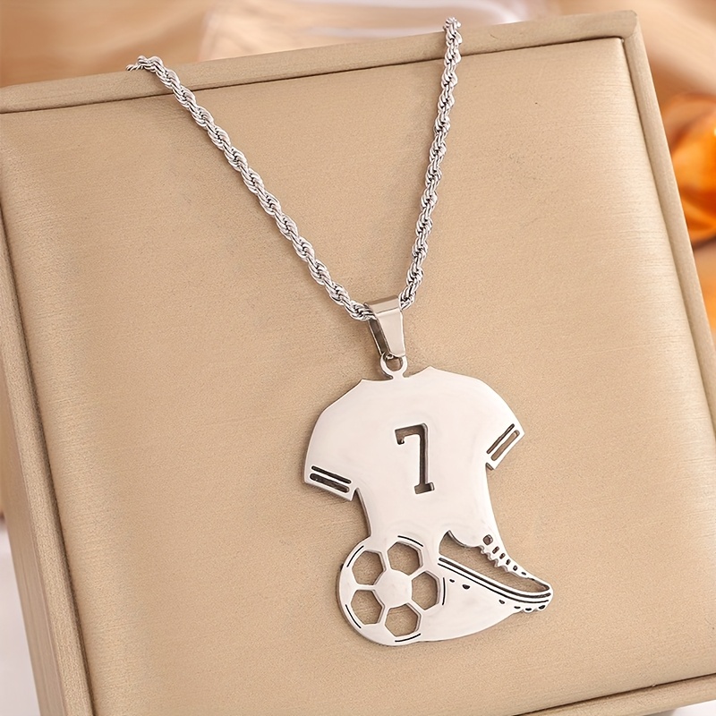 TEMU 1pc Unique, Showcasing Pendant Stainless Steel Pendant Running Shoe Necklaces, Light Up Your Neck Pleasure, Exquisite Necklace, Soccer Pendant Necklaces With 50" Chain Gift For Lovers/families/