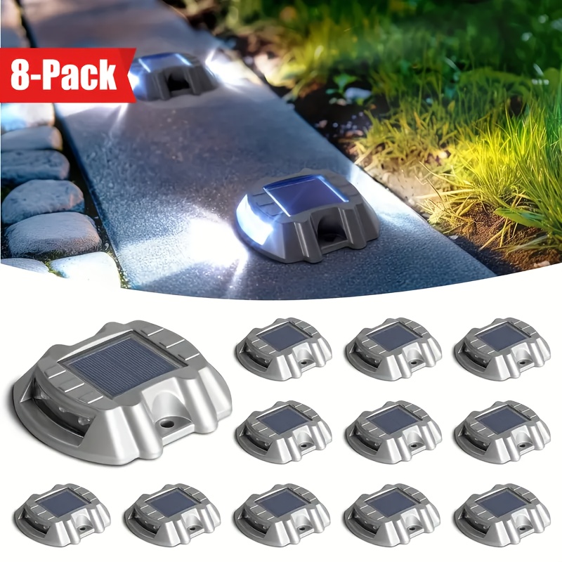 

8/12 Pack Solar Deck Lights, Led Pathway Lighting, Semi-flush Mount Plastic Fixture, Solar-powered Step Warning Lights For , , Garden, Yard - No Batteries Required